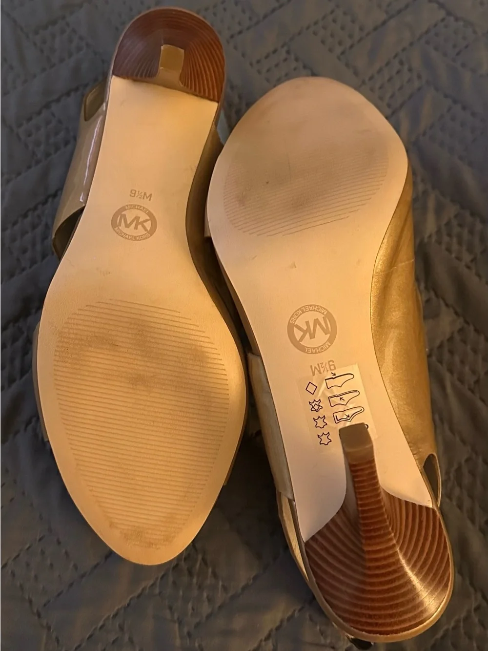 Michael Kors Metallic Gold Double-Strap Slingback Heels